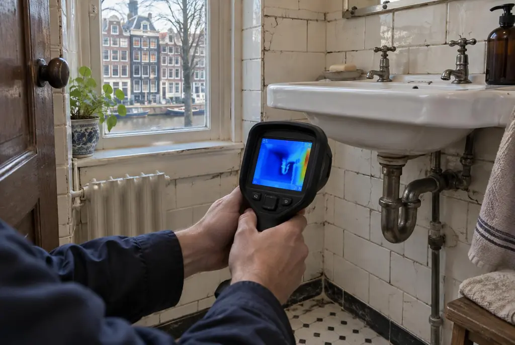 Lekdetectie Scherpenzeel – badkamer met oude leidingen achter de tegels