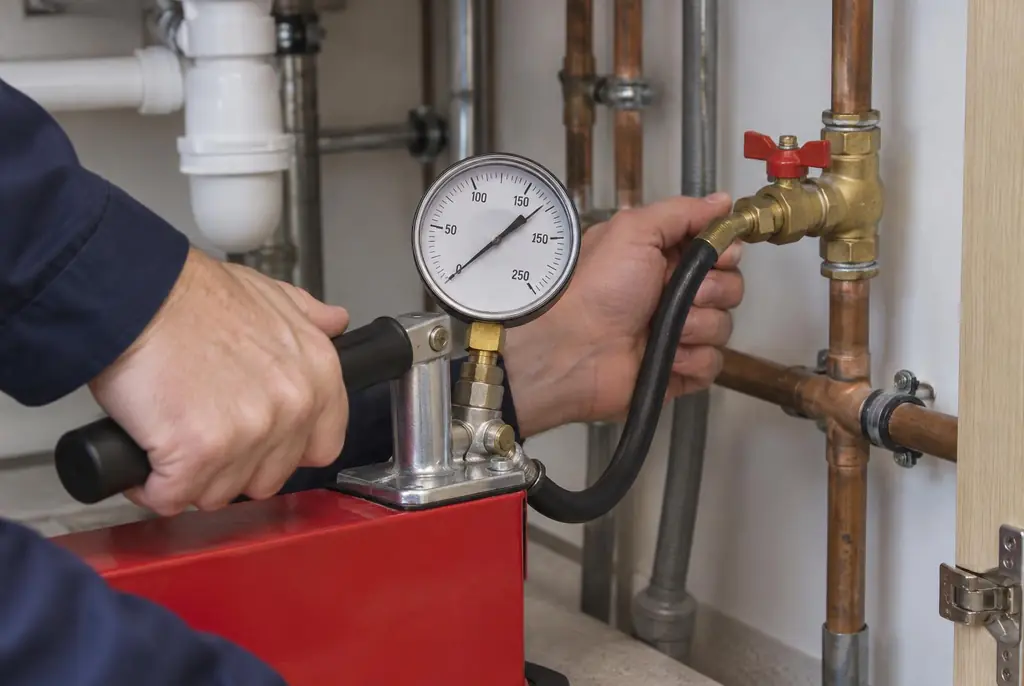 Lekdetectie Scherpenzeel – druktest op een waterleiding met een manometer