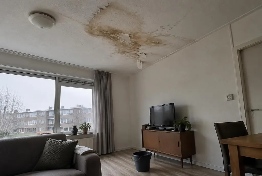 Lekdetectie Scherpenzeel – vochtplek op het plafond onder een badkamer